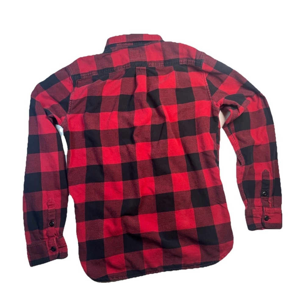 Vans Flannel Shirt Mens Large Slim Fit Buffalo Plaid Red Black Button Up Skate - Picture 2 of 6